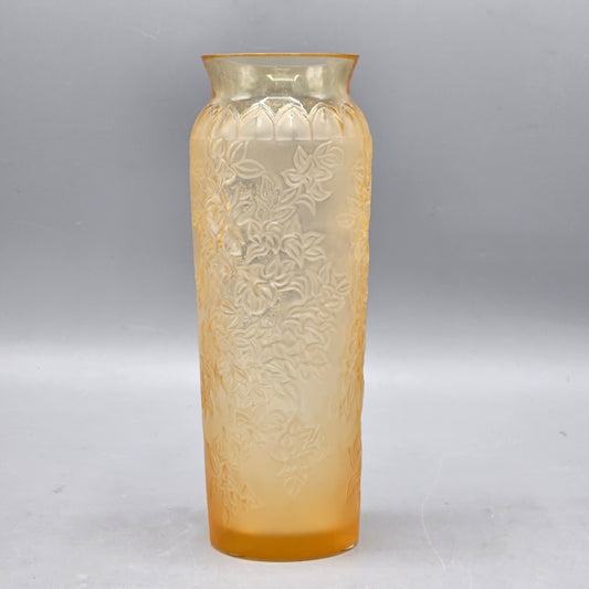 Vintage Gold Signed Lalique Crystal Bougainvillea Vase