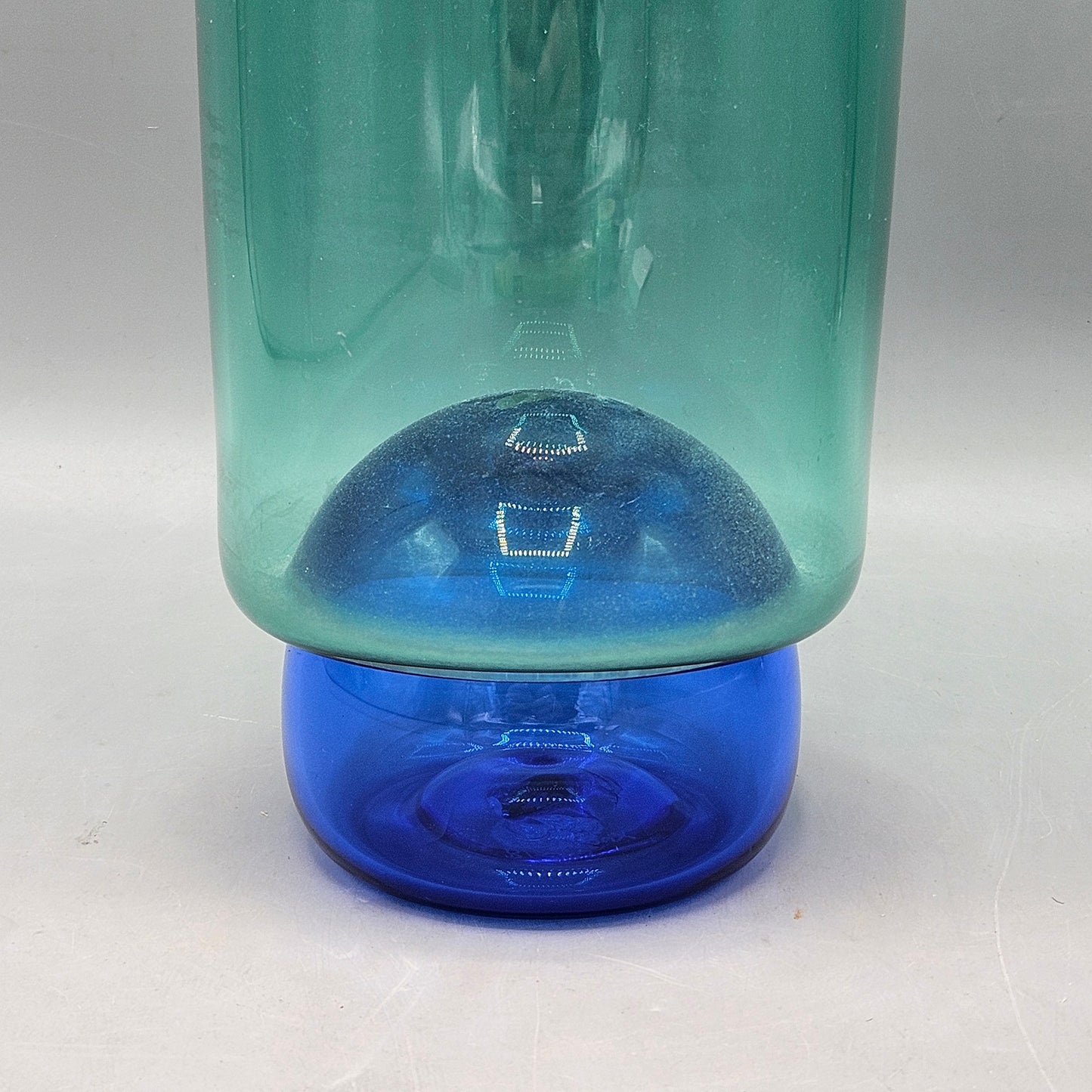 Philip Baldwin and Monica Guggisberg Nonfoux Handblown Green & Blue Art Glass Vase