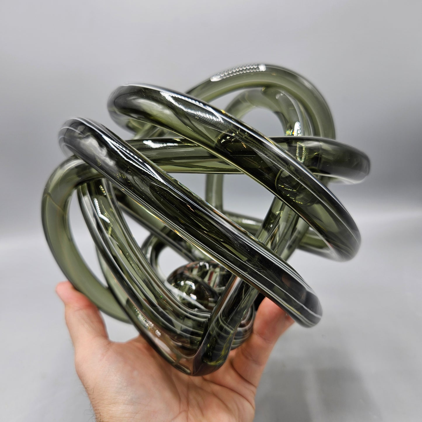 Large Smoky Art Glass Murano Style Infinity Knot Decor