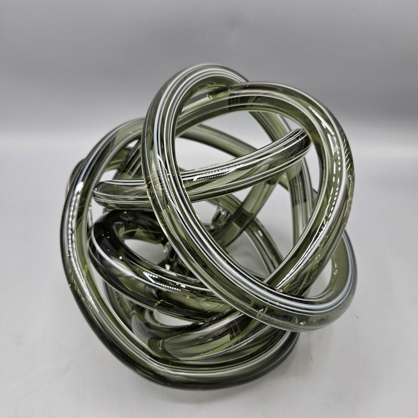 Large Smoky Art Glass Murano Style Infinity Knot Decor