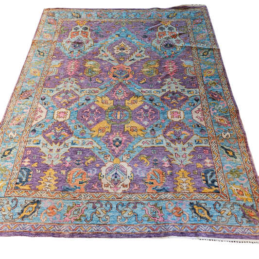 Turkish Brand New 100% Wool Hand Knotted Lavender Area Rug ~ 7' 9" x 10'