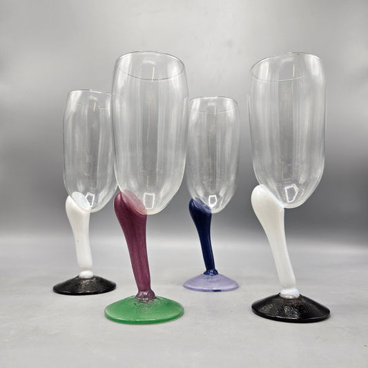 Set of 4 Unique Champagne Glasses by Tundra Glass
