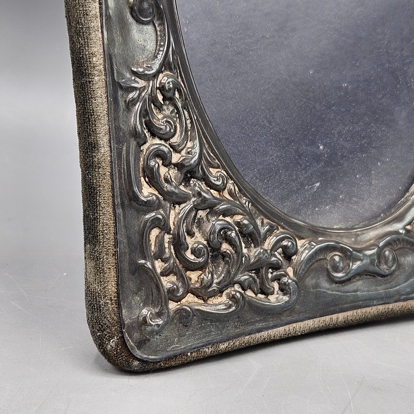 Vintage Silver Repousse Oval Frame