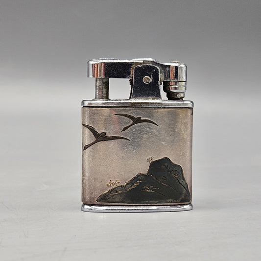 Vintage Japanese Cigarette Lighter with Scene