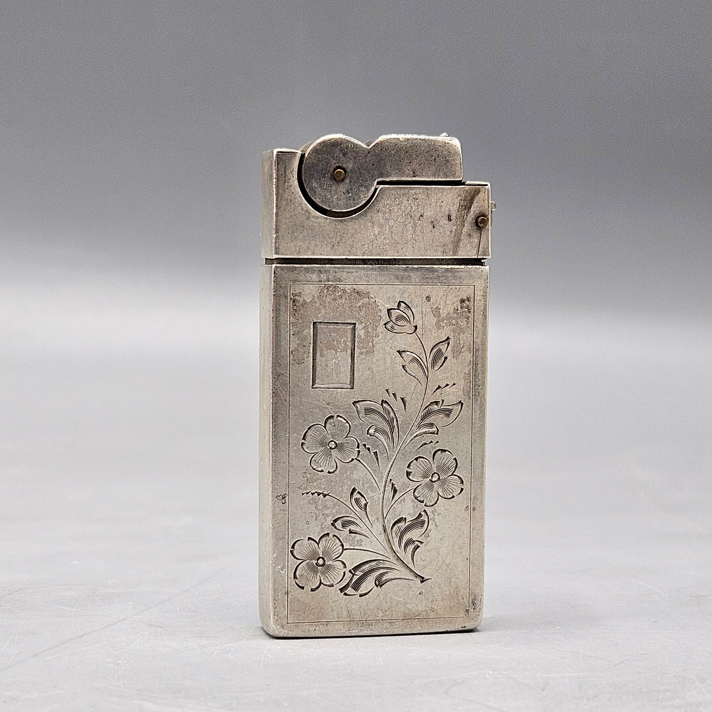 Vintage ASR Sterling Silver Cigarette Lighter with Etching