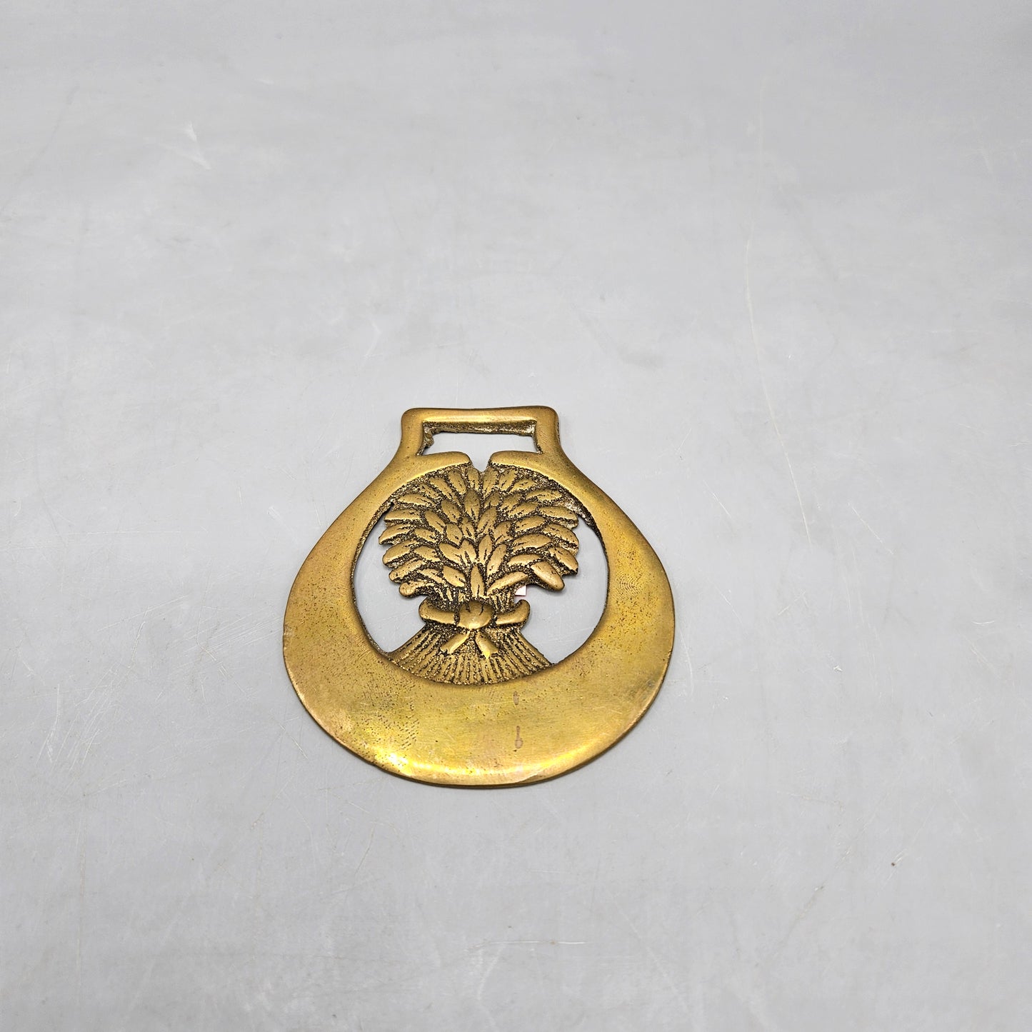 Vintage Horse Brass Medallion of Wheat