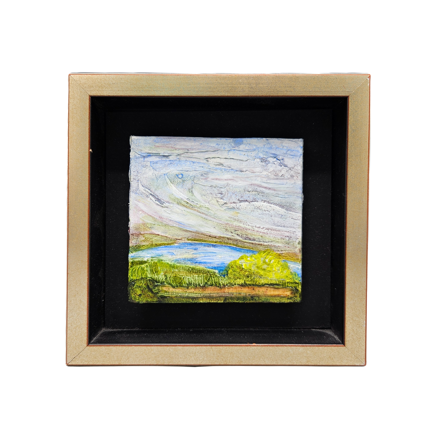 Wonderful Small Miniature Landscape Oil on Panel Painting