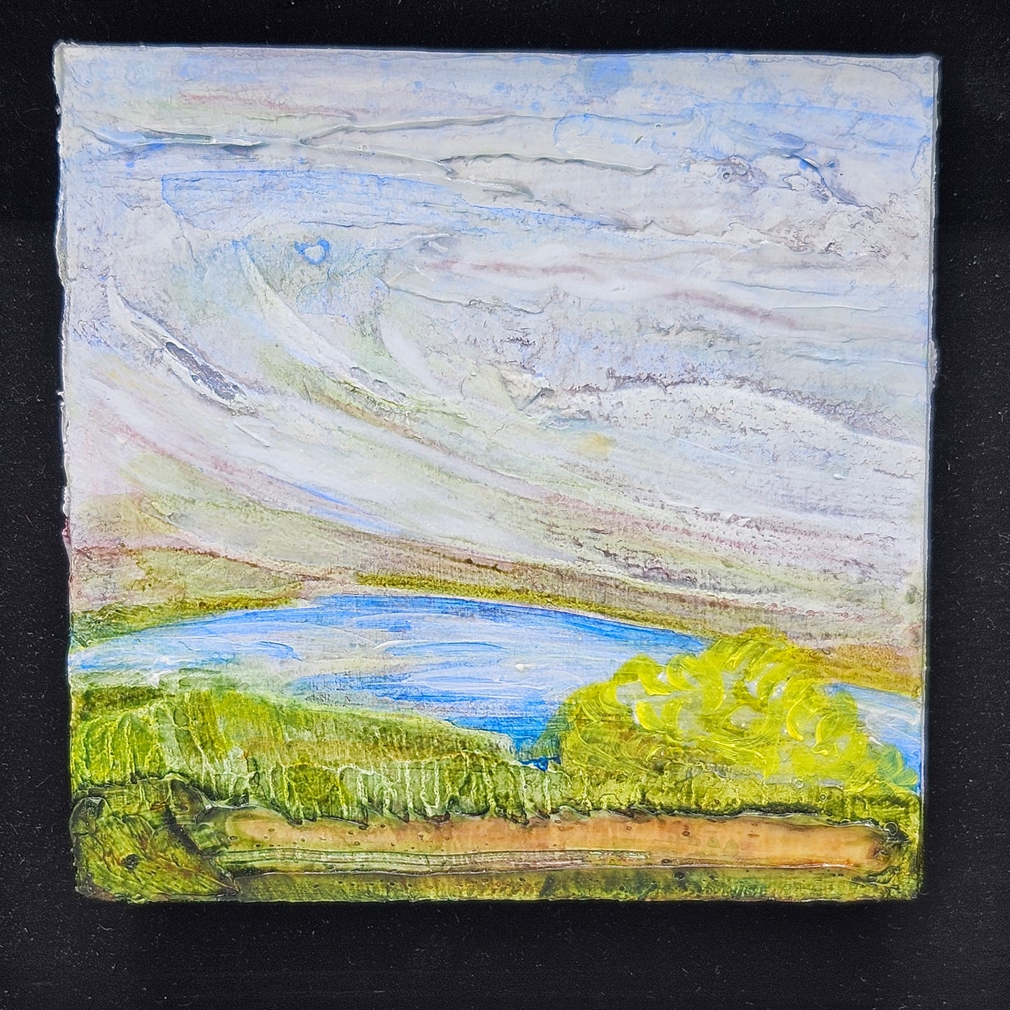 Wonderful Small Miniature Landscape Oil on Panel Painting