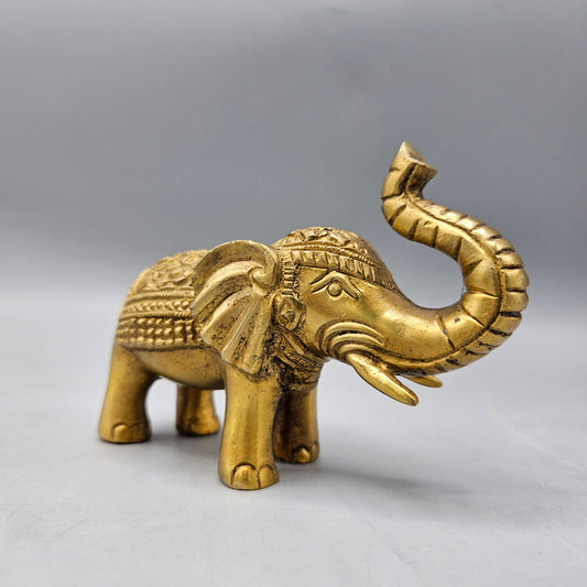 Brass Elephant Figure with Trunk Up