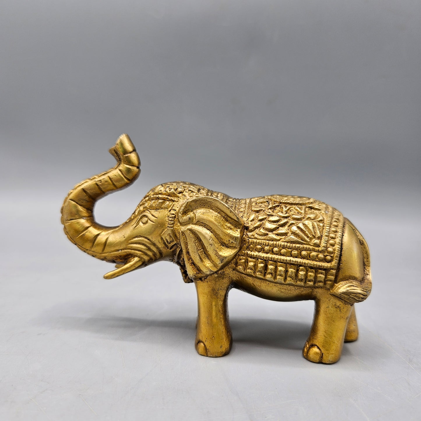 Brass Elephant Figure with Trunk Up