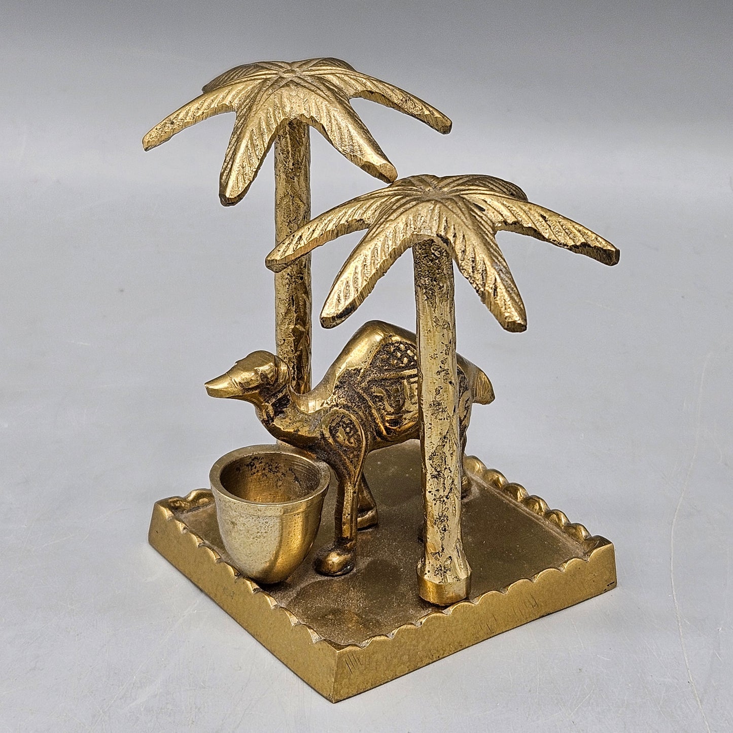 Brass Camel with Palm Trees Figure