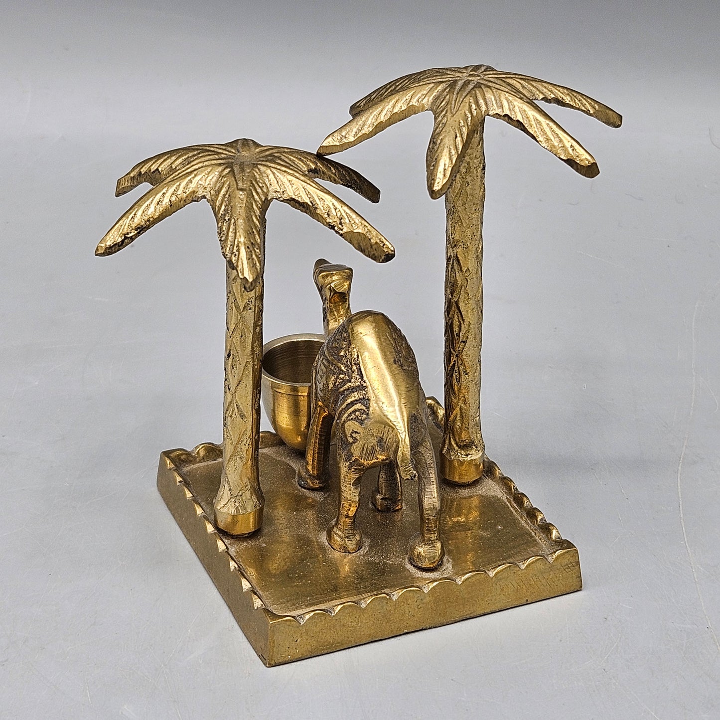 Brass Camel with Palm Trees Figure