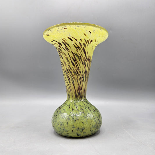 Amazing Signed Speckled Green Art Glass Vase