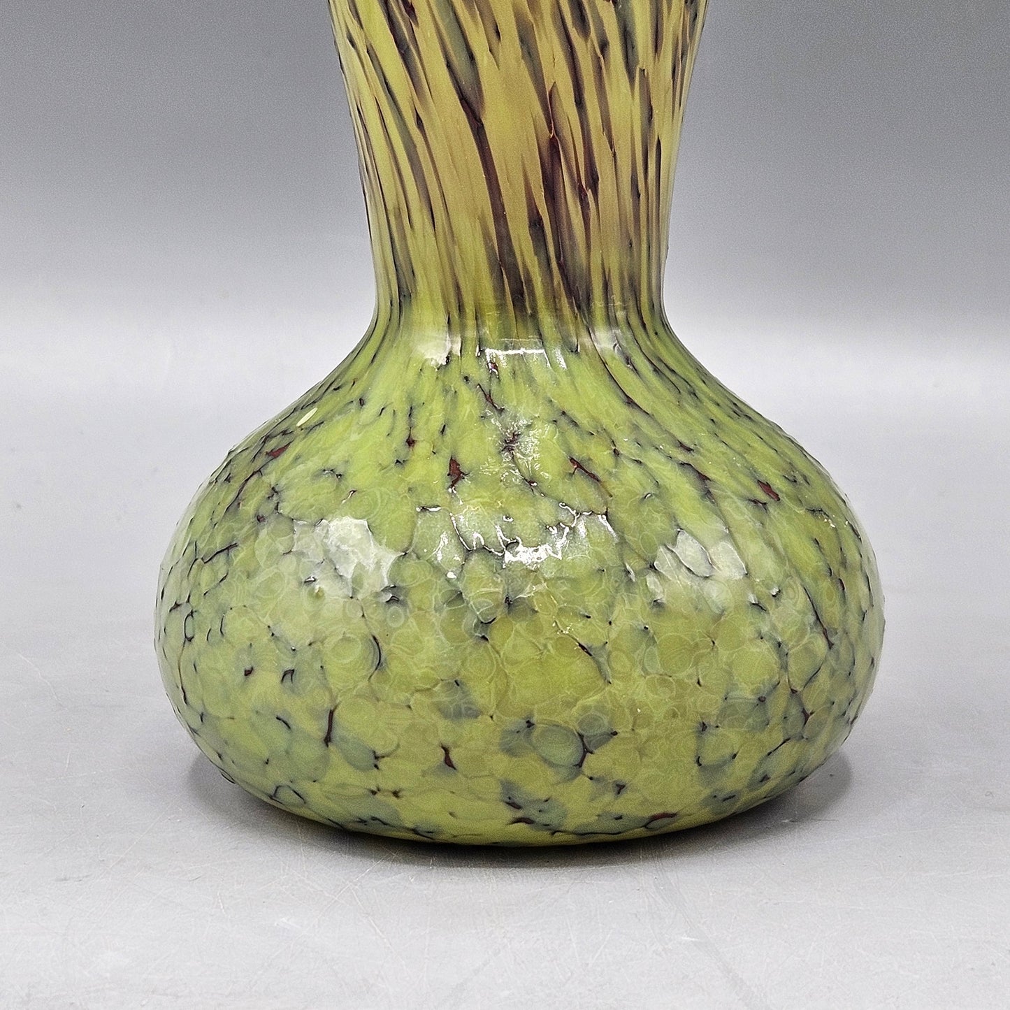 Amazing Signed Speckled Green Art Glass Vase