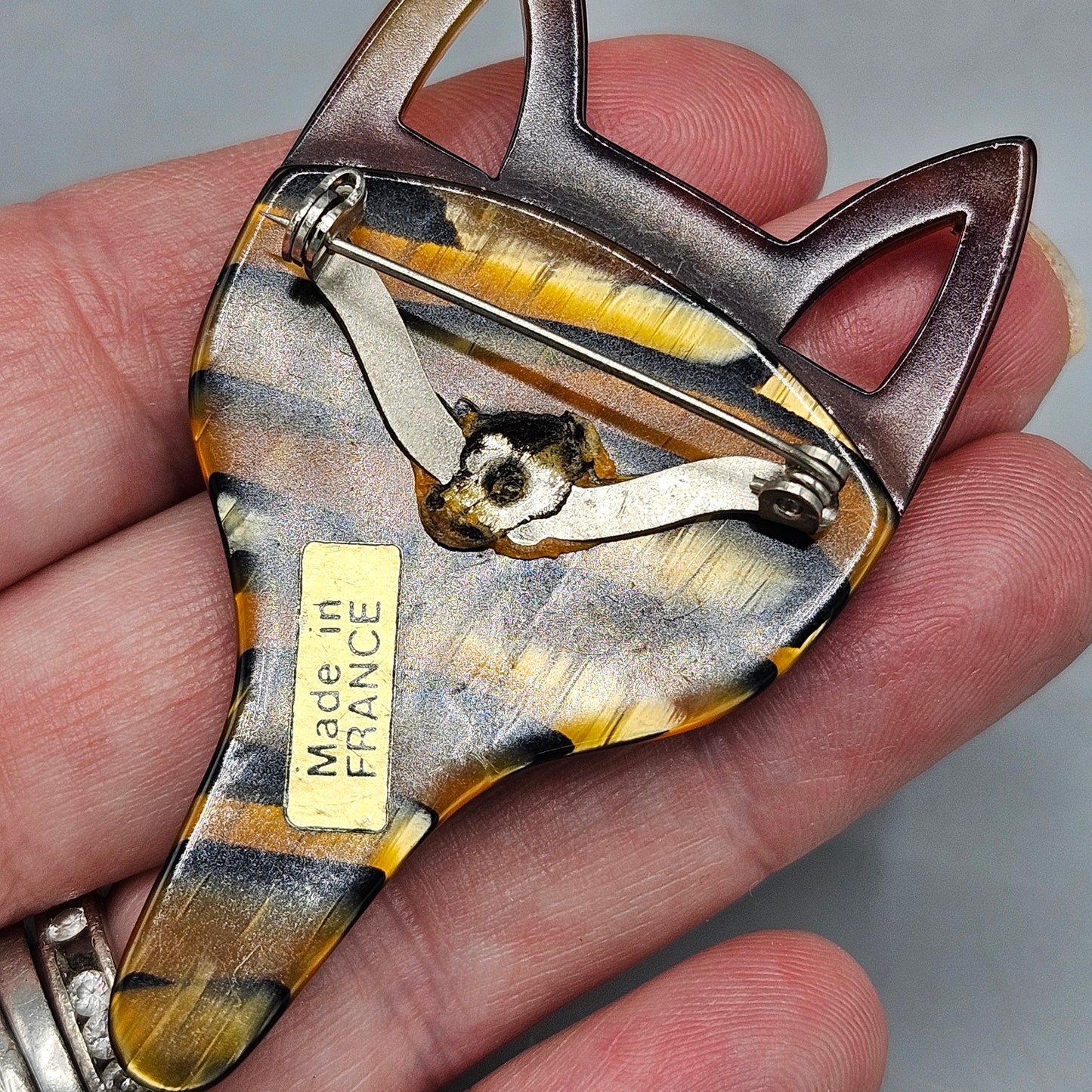 Vintage Lea Stein Fox Bakelite Brooch Pin