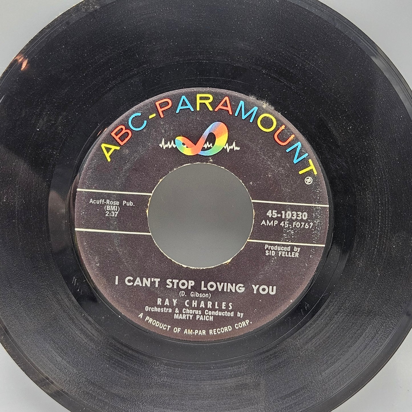 ABC Paramount I Can't Stop Loving You by Ray Charles 45 Record