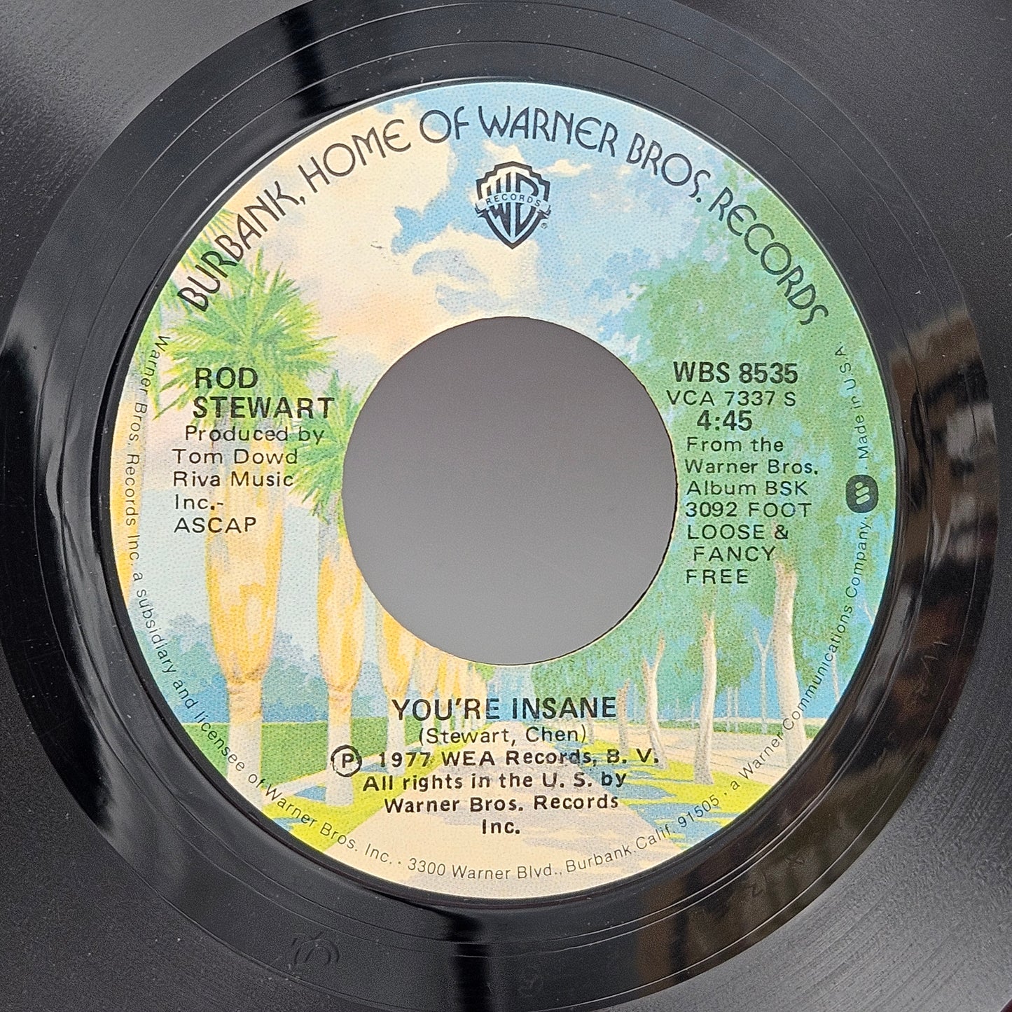 1977 Warner Bros. Hot Legs by Rod Stewart 45 Record