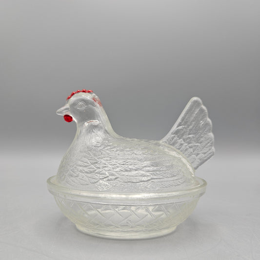 Vintage Indiana Clear Glass Hen on the Nest Covered Dish