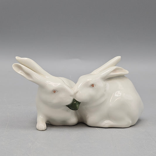 Vintage Royal Copenhagen White Pair of Rabbits Figurine No. 518