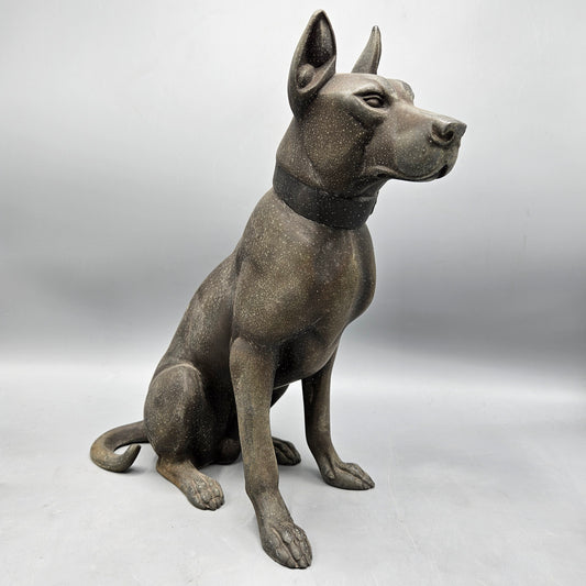 Vintage Cast Metal Sitting Dog Figure