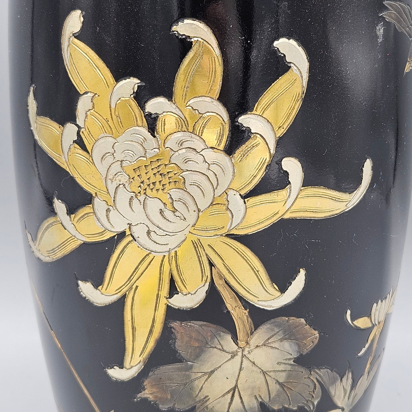 Vintage Japanese Mixed Metal Chrysanthemum Vase