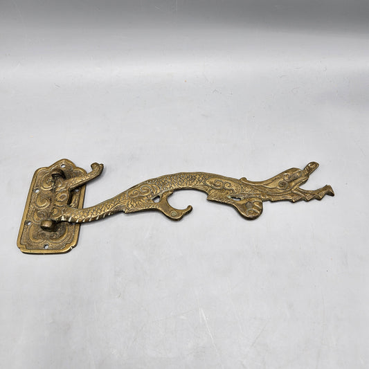 Vintage Brass Chinese Dragon Wall Mounted Swivel Hook Hanger Bracket