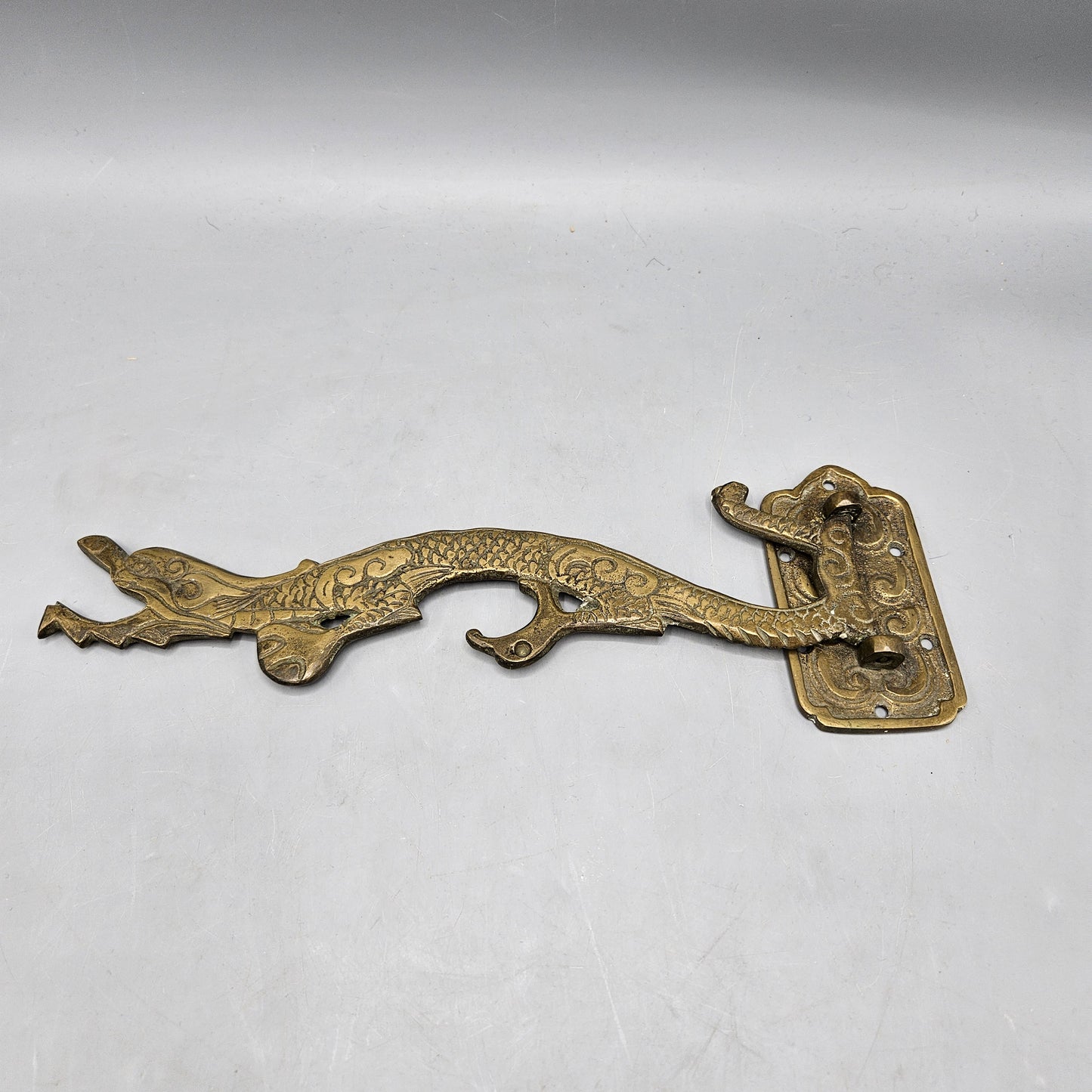 Vintage Brass Chinese Dragon Wall Mounted Swivel Hook Hanger Bracket
