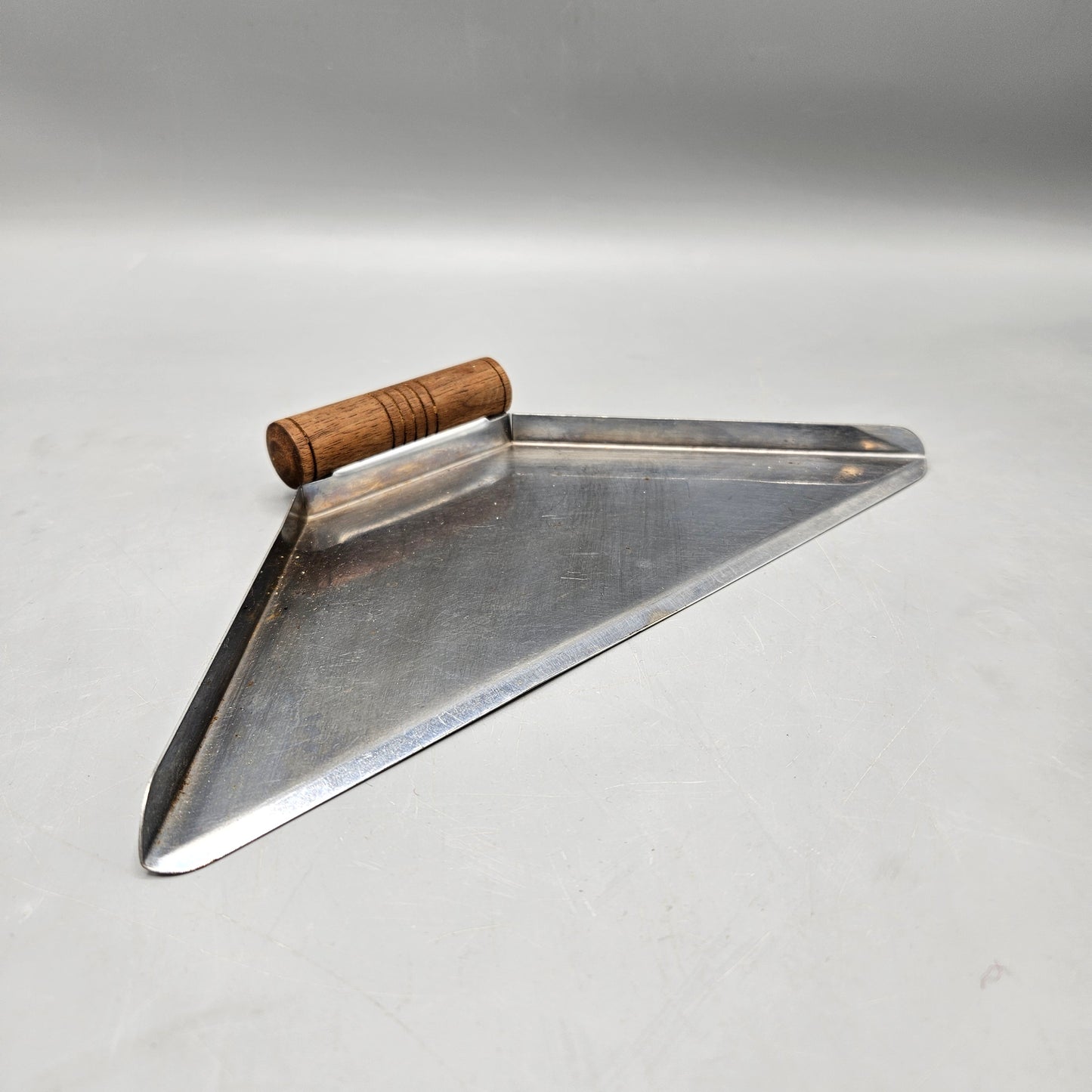 Vintage Triangle Shaped Metal Crumb Catcher with Wooden Handle