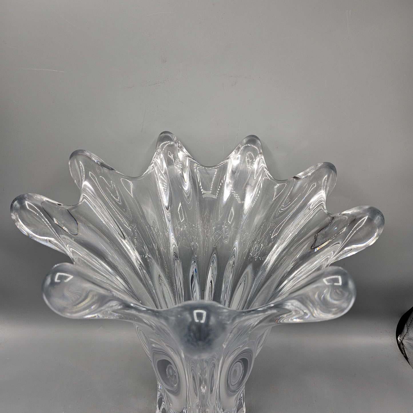 Heavy Vintage Art Vannes France Large Crystal Splash Vase
