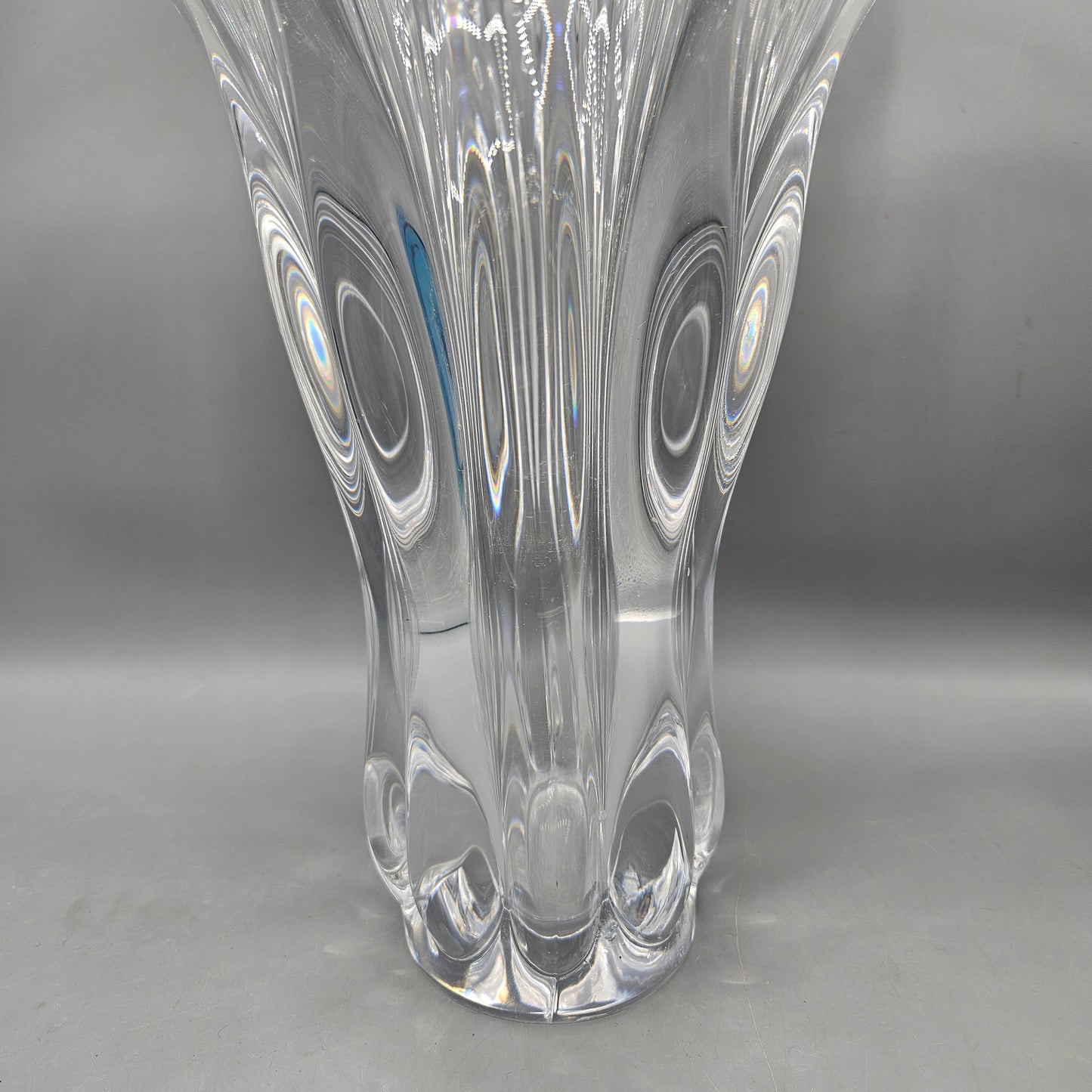 Heavy Vintage Art Vannes France Large Crystal Splash Vase