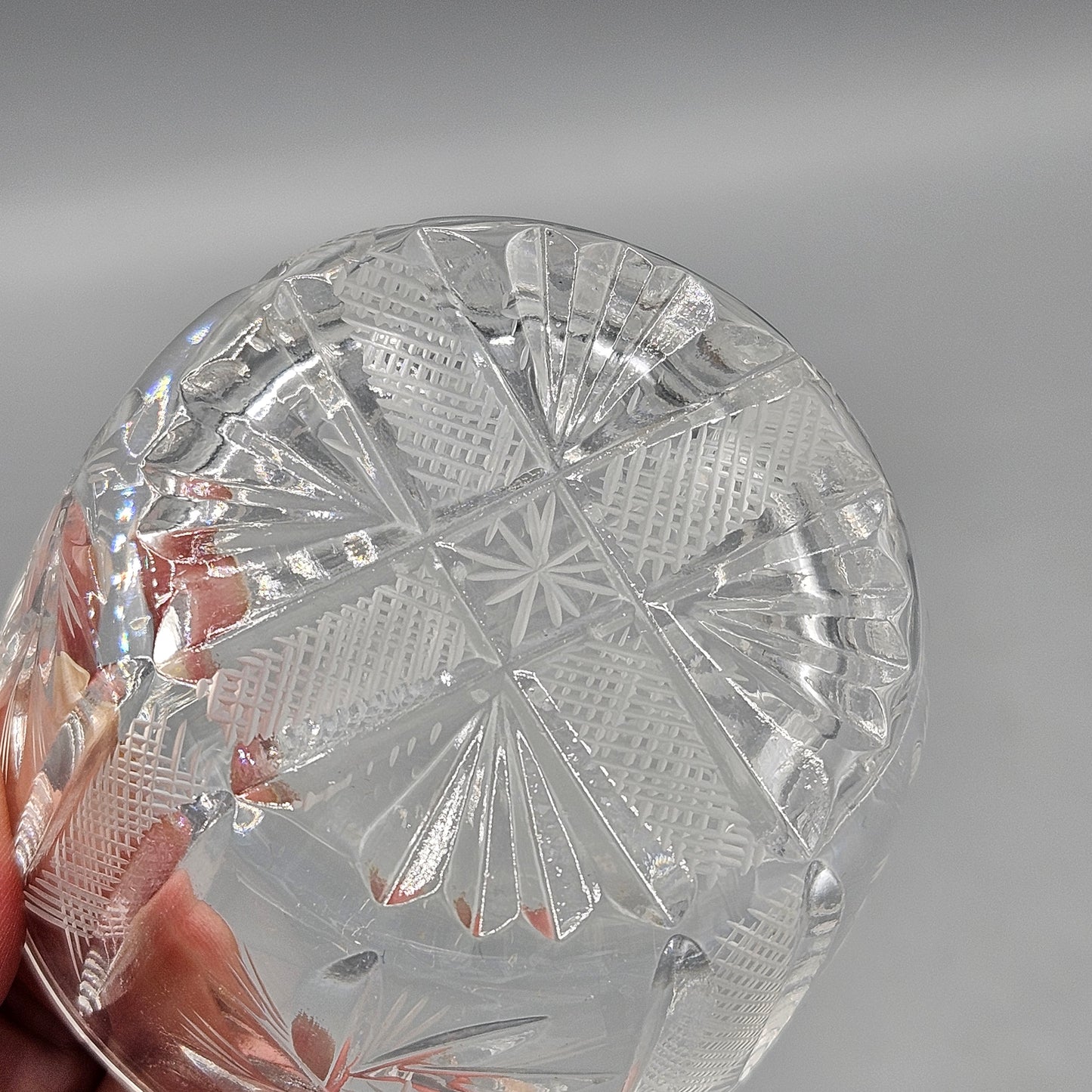 Vintage Cut Glass Crystal Trinket Box
