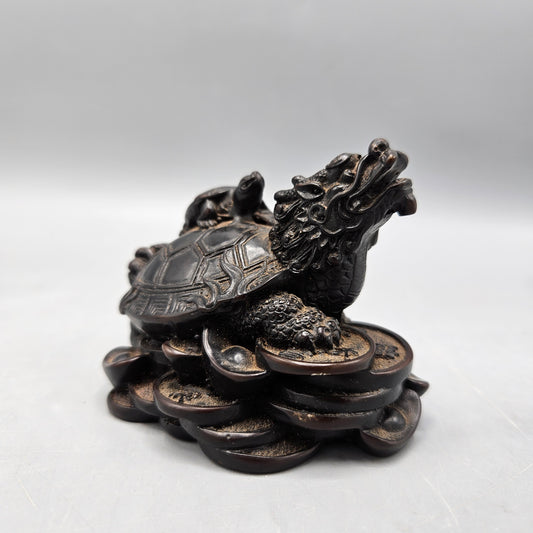 Tibetan Home Decor Buddhist Resin Turtle & Dragon Figure