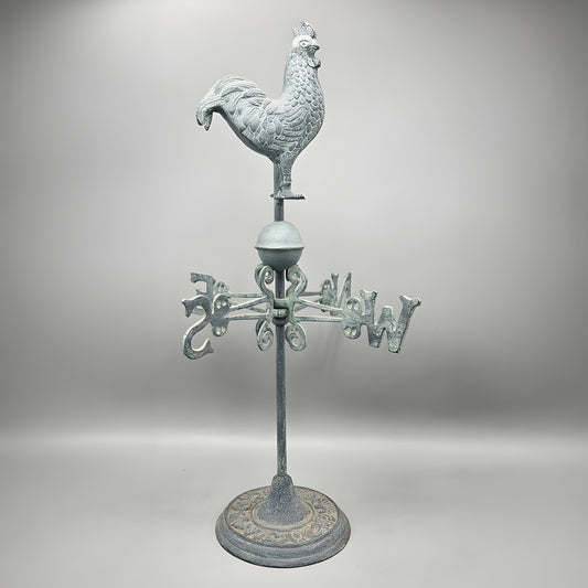 Vintage Copper & Brass Country Rooster Weather Vane With Base