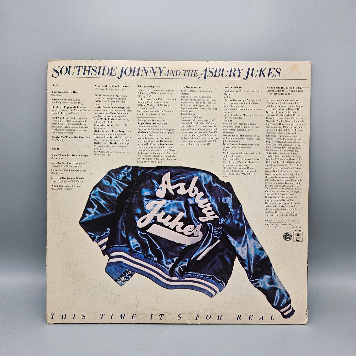 Southside Johnny & The Asbury Jukes This Time It's For Real Epic Records LP Record