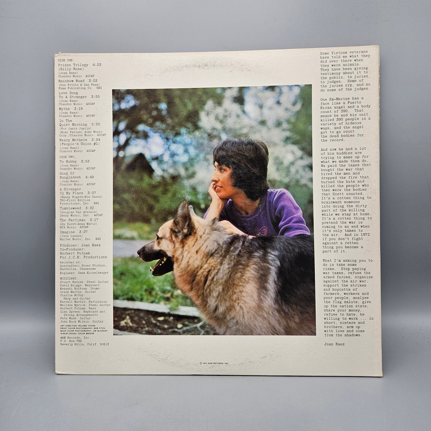 1972 Joan Baez Come from the Shadows LP Record