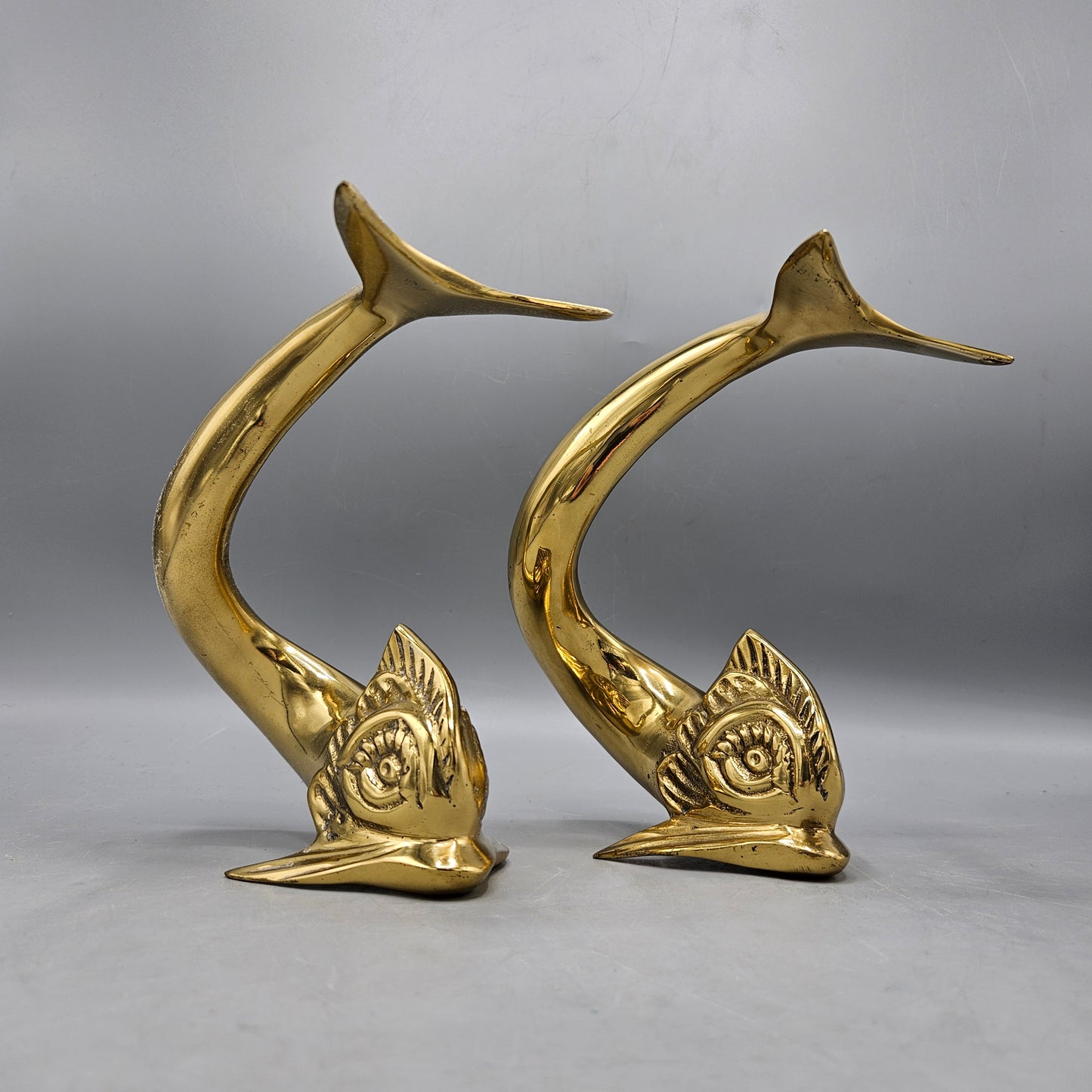 Pair of Vintage Dolbi- Cashier Solid Brass Dolphin Fish Bookends
