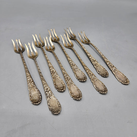 Set of 8 Vintage Sterling Silver Trident Oyster Forks