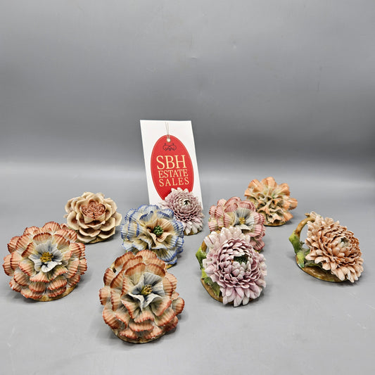 Set of 9 Amazing Vintage Porcelain Flower Place Card Holders by Schierholz Porzellanmanufaktur