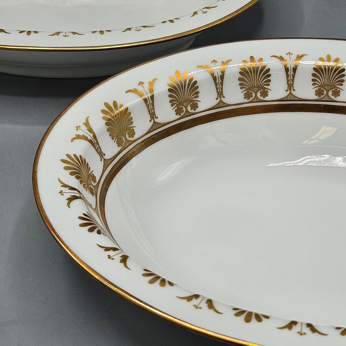 Pair of Vintage Richard Ginori Italian Porcelain Pompei Gold Serving Dishes