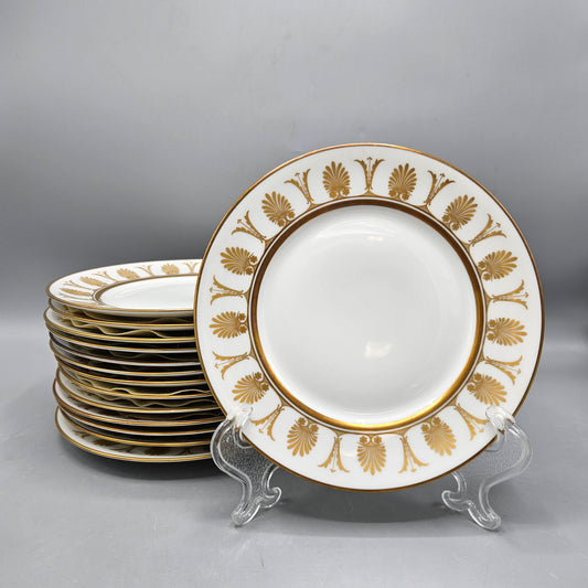 Set of 14 Vintage Richard Ginori Italian Porcelain Pompei Gold Salad Plates