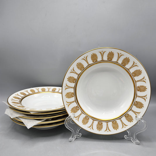 Set of 6 Vintage Richard Ginori Italian Porcelain Pompei Gold Soup Bowls