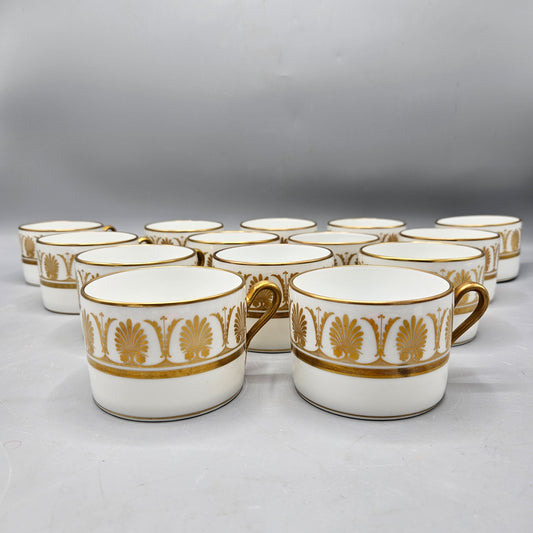 Set of 14 Vintage Richard Ginori Italian Porcelain Pompei Gold Coffee Cups