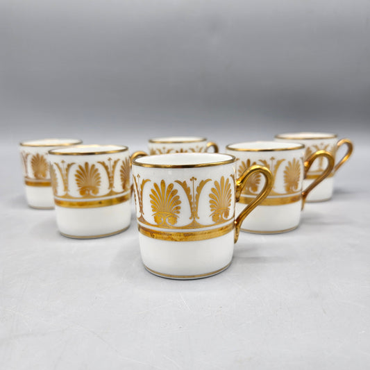 Set of 6 Vintage Richard Ginori Italian Porcelain Pompei Gold Demitasse Cups