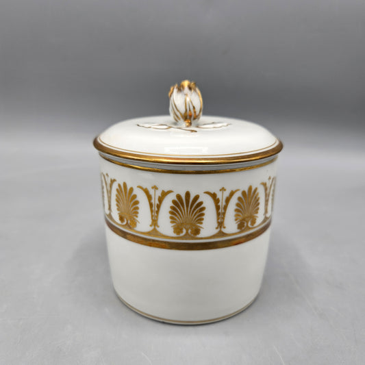 Vintage Richard Ginori Italian Porcelain Pompei Gold Sugar / Mustard Jar with Rose Finial