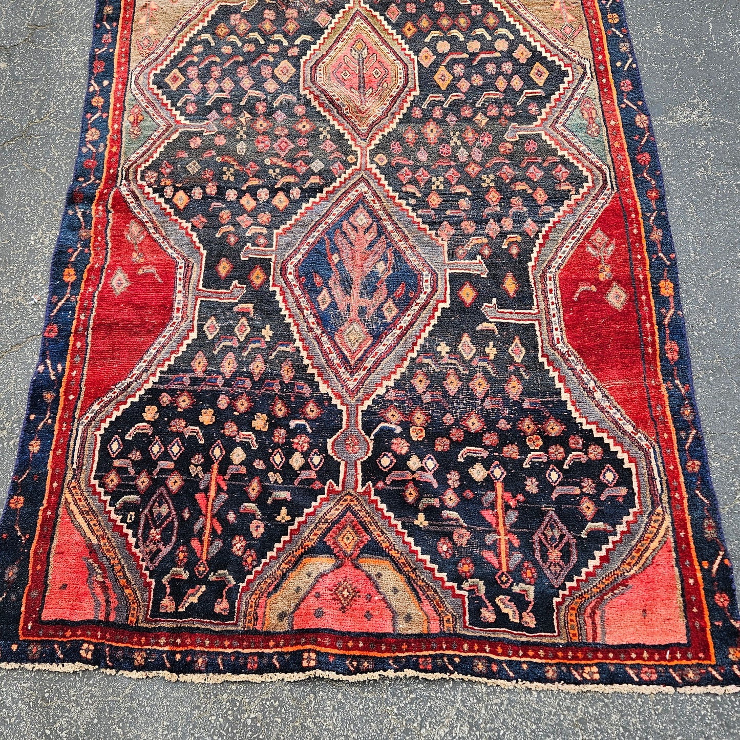 Antique 100% Wool Hand Knotted Red Runner Rug ~ 4' 6" x 10' 10"