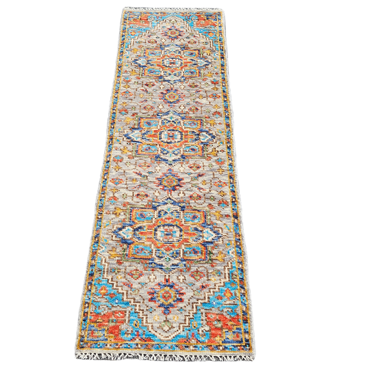 Brand New 100% Wool Turkish Hand Knotted Multi Colored Runner Rug ~ 2' 6" x 8'