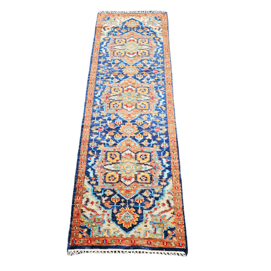 Brand New 100% Wool Turkish Hand Knotted Multi Colored Runner Rug ~ 2' 8" x 8' 1"