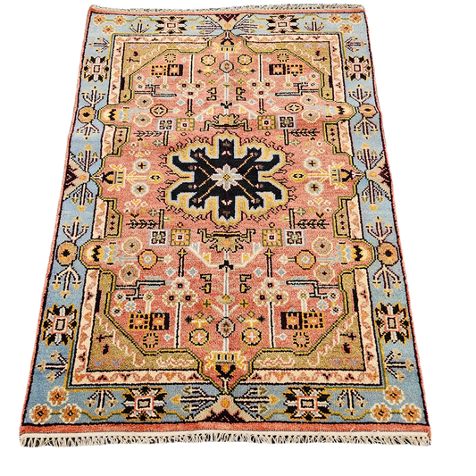 Brand New 100% Wool Turkish Hand Knotted Multi Colored Runner Rug ~ 4' x 5' 11"