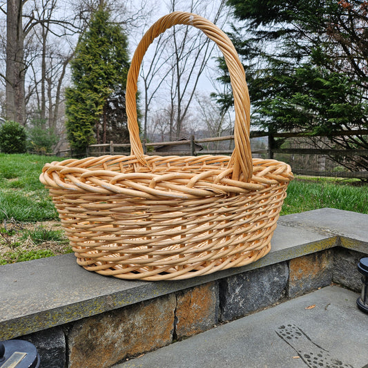 Large Vintage Wicker Basket with Handle