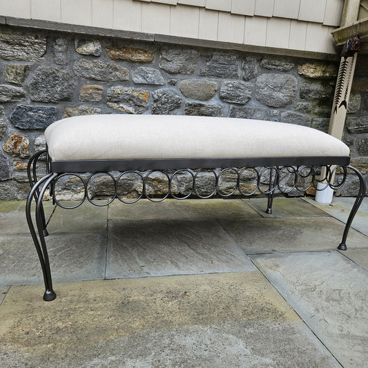 Decorator Iron Bench with Upholstered Seat